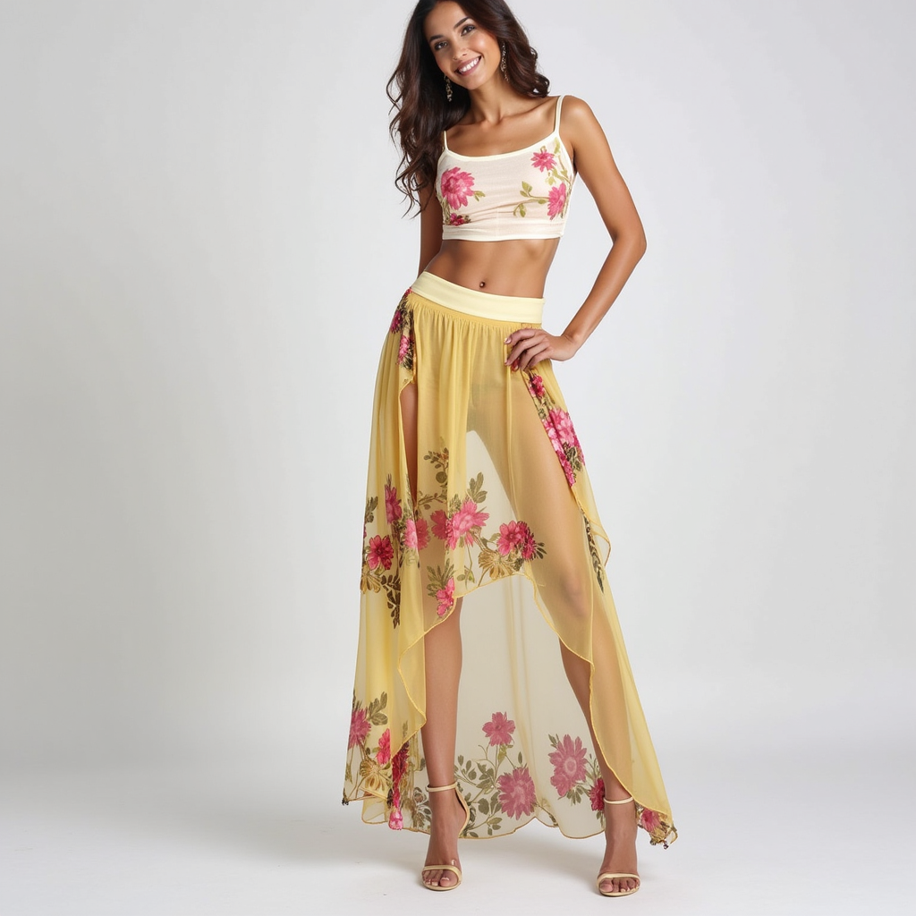 Bella Floral Print Crop Top & Maxi Skirt Set