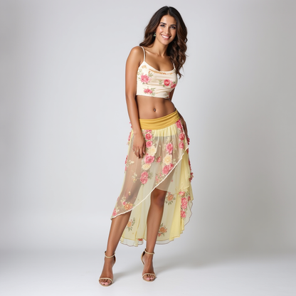 Bella Floral Print Crop Top & Maxi Skirt Set