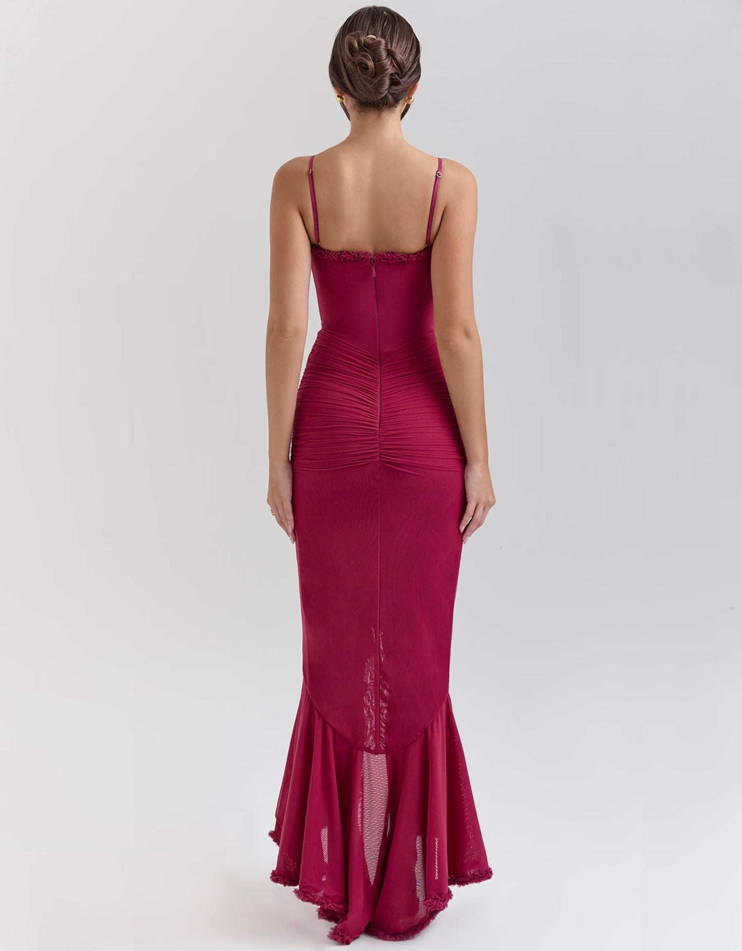 Aurora Ruffle Maxi Dress - Bordeaux