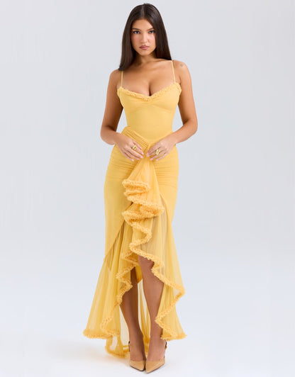 Aurora Ruffle Maxi Dress - Yellow