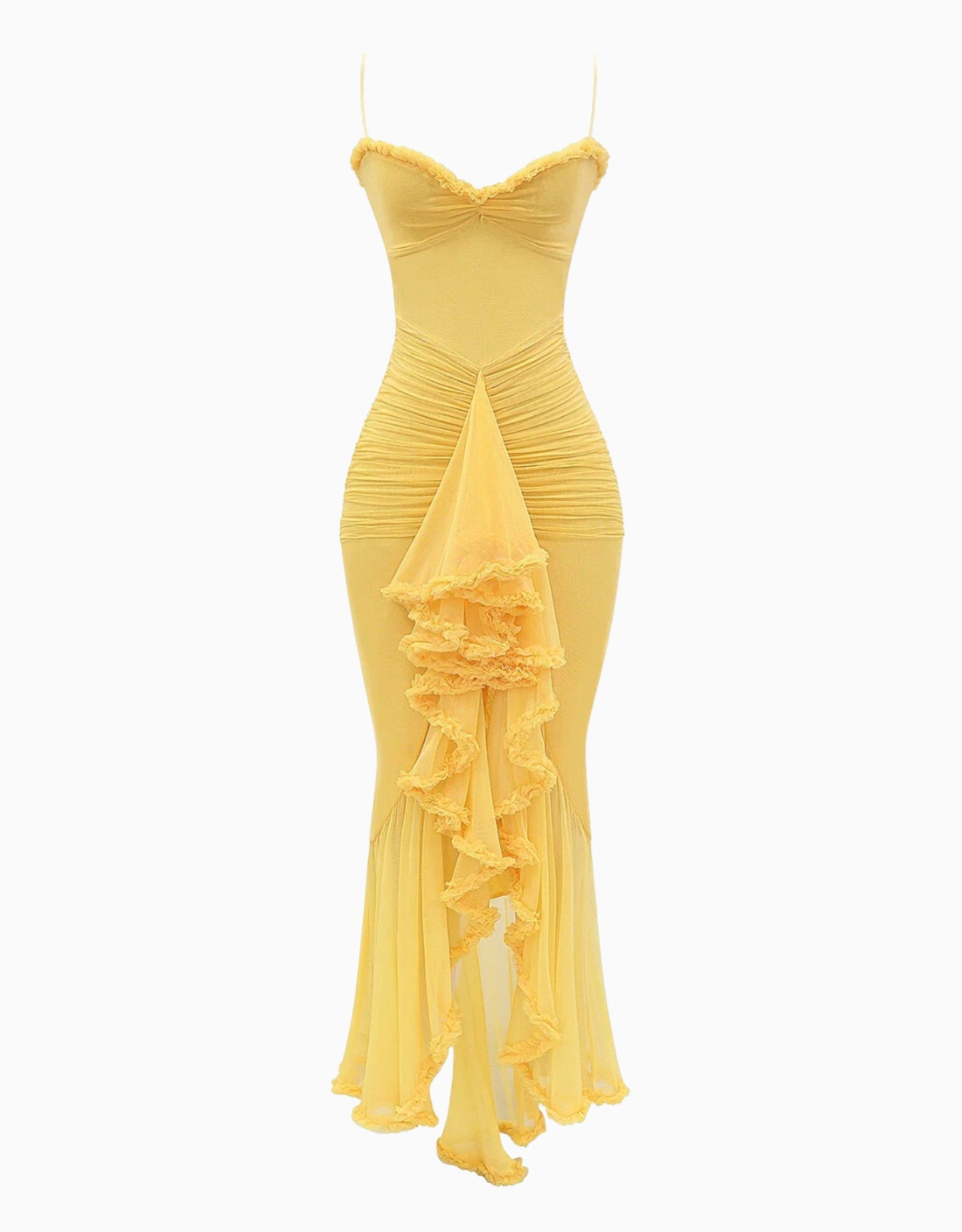 Aurora Ruffle Maxi Dress - Yellow