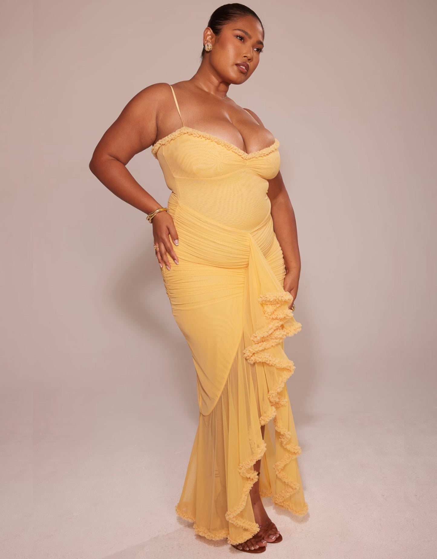 Aurora Ruffle Maxi Dress - Yellow