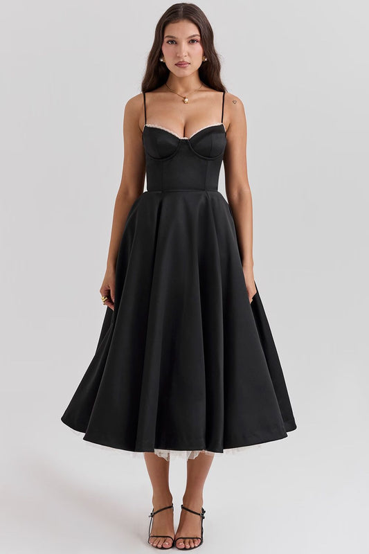 ARABELLA MIDI DRESS - BLACK