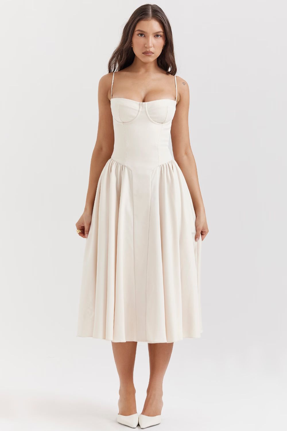 JASMIN MIDI DRESS - CREAM