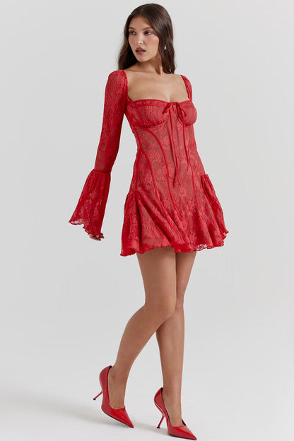 EVANGELINE MINI DRESS - SCARLET