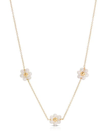 Pearl Daisy Charm Necklace