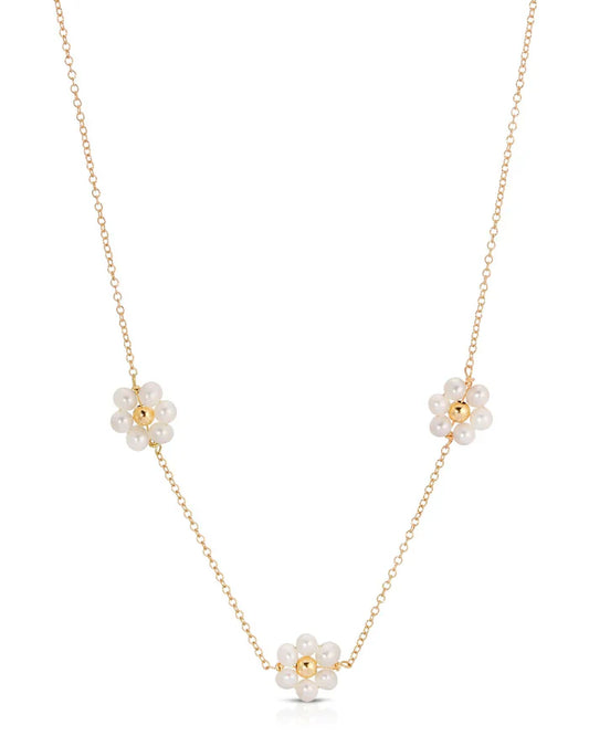 Pearl Daisy Charm Necklace