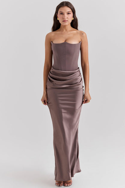 SERAPHINE CREPE GOWN - SMOKE