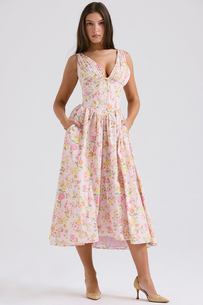 CRYSTAL MIDI DRESS - PINK MEADOW