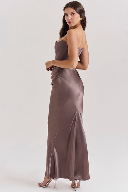 SERAPHINE CREPE GOWN - SMOKE