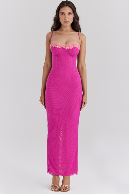 ISLA MAXI DRESS - RASPBERRY LACE