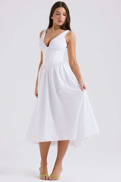 CRYSTAL MIDI DRESS - WHITE