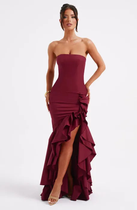 DAPHNE MAXI DRESS - BURGUNDY