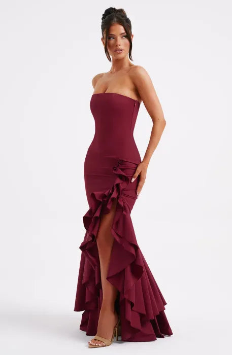 DAPHNE MAXI DRESS - BURGUNDY